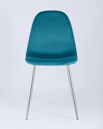Стул Валенсия велюр темно-бирюзовый хромированные ножки