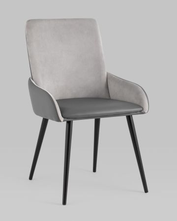 Стул Мюнхен экокожа серая велюр серый