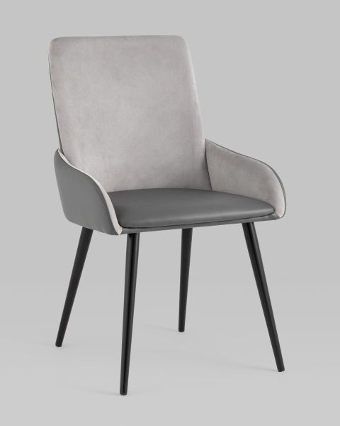 Стул Мюнхен экокожа серая велюр серый
