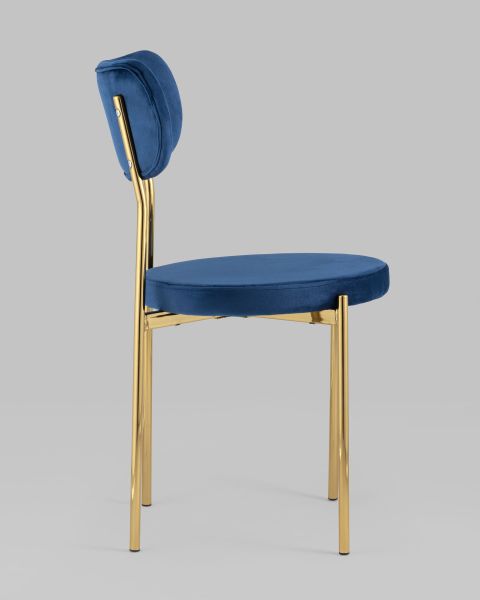 Стул Барбара велюр синий золотые ножки