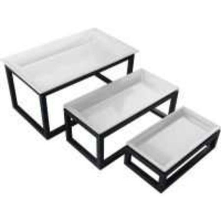 Подставка фуршетная стойка + блюдо набор 3 шт прямоуг. (55*32*27см /45*22*19см /35*19*11см) P.L.