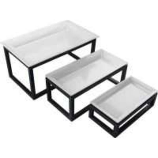 Подставка фуршетная стойка + блюдо набор 3 шт прямоуг. (55*32*27см /45*22*19см /35*19*11см) P.L.