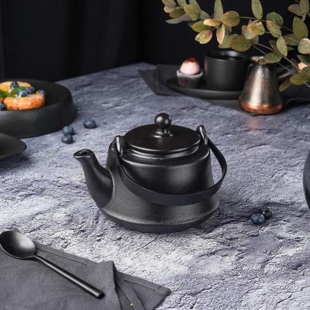 Чайник 600 мл d 14 см h8,5 см с ситом Smooth Black Raw Stellar P.L. Proff Cuisine [1]