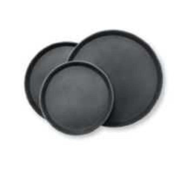 Поднос прорезиненный полностью 40 см круглый черный пластик P.L. - BarWare