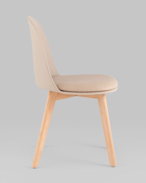 Стул Fog с подушкой бежевый деревянные ножки