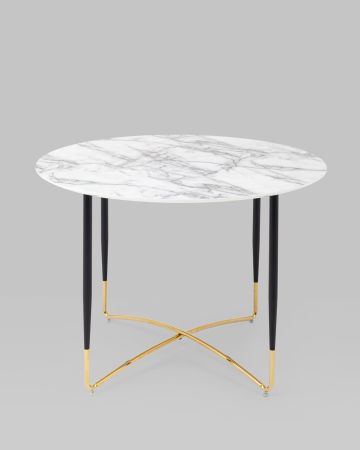 Стол обеденный Даймакс 110*110 белый мрамор