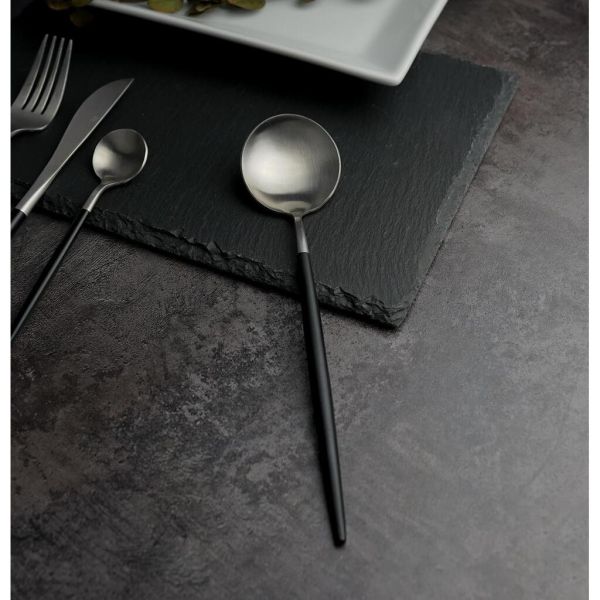 Ложка столовая 21,3 см ручка матовый черный PVD Lounge P.L. [12]