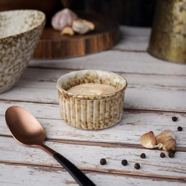 Соусник  90 мл d 7 см h4 см круглый Рамекин фарфор Brown Spider Silk P.L. Proff Cuisine [12]