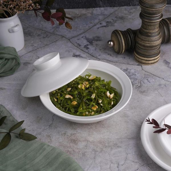 Бульонница мисосупница 175 мл d 14,5 см h7 см с крышкой белая фарфор "Kunst Werk Bl" P.L. [6]