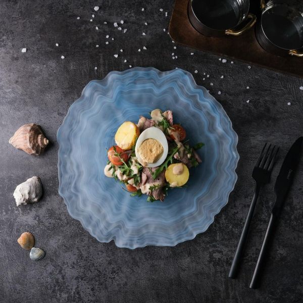 Тарелка d 24 см h2 см Blue Sunset матовое стекло P.L. Proff Cuisine [6]