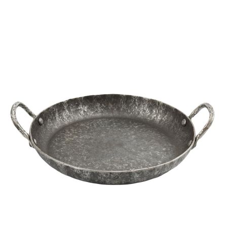 Сковорода для подачи 20 см h2,6 см круглая 2 ручки "Vintage Blued" углерод. сталь ИНДУКЦИЯ P.L.