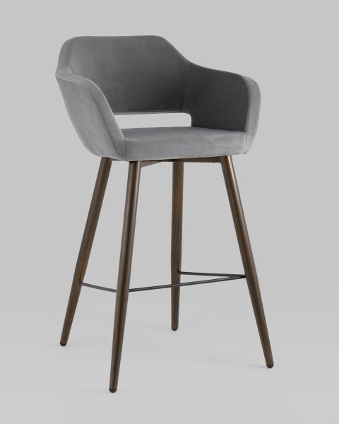 Стул барный Саймон велюр тёмно-серый