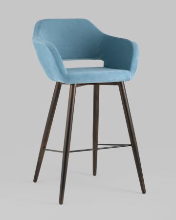 Стул барный Саймон велюр пыльно-голубой