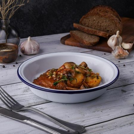 Салатник 1000 мл d 22 см h4,5 см Blue Rim эмалированая сталь SUNNEX [1]