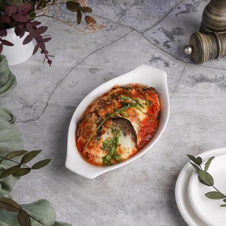 Блюдо овальное 21,5*11,5 см h3,5 см с ручками белое фарфор P.L. Proff Cuisine [9]