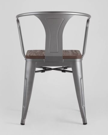 Стул TOLIX ARM WOOD с подлокотниками серебристый