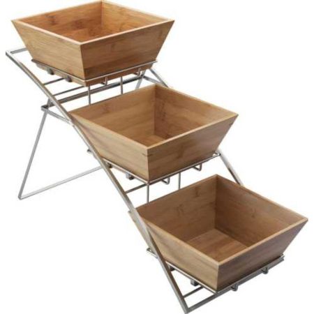 Подставка фуршетная горка 3 яруса 60*25*45 см нерж. + 3 глубоких блюда P.L. Proff Cuisine