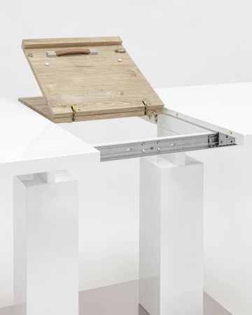 Стол обеденный Сиэтл раскладной 140-180*90 глянцевый белый