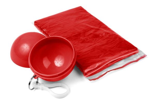 Дождевик в футляре-шарике на карабине, красный