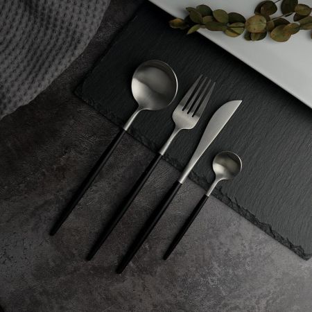 Нож столовый 22 см ручка матовый черный PVD Lounge P.L. [12]