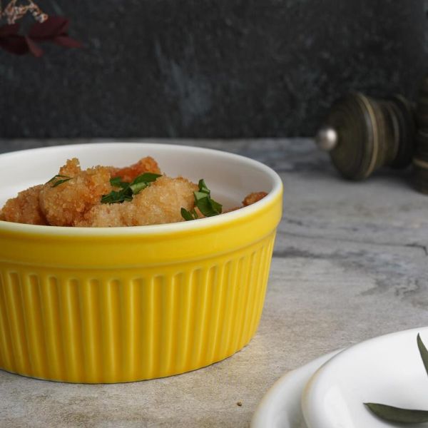 Салатник соусник для подачи 400 мл d 12 см h5,5 см круглый желтый Рамекин фарфор P.L. [6]