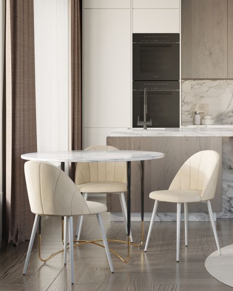 Стол обеденный Даймакс 110*110 белый мрамор