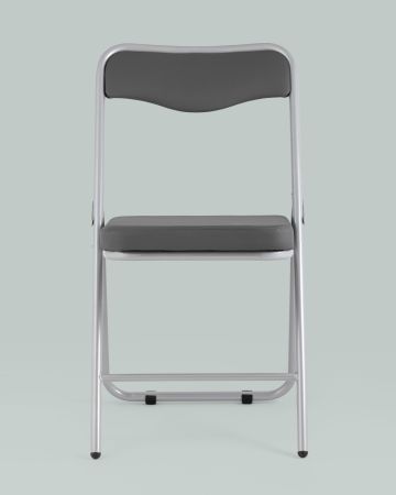 Складной стул Джонни экокожа серый каркас металлик