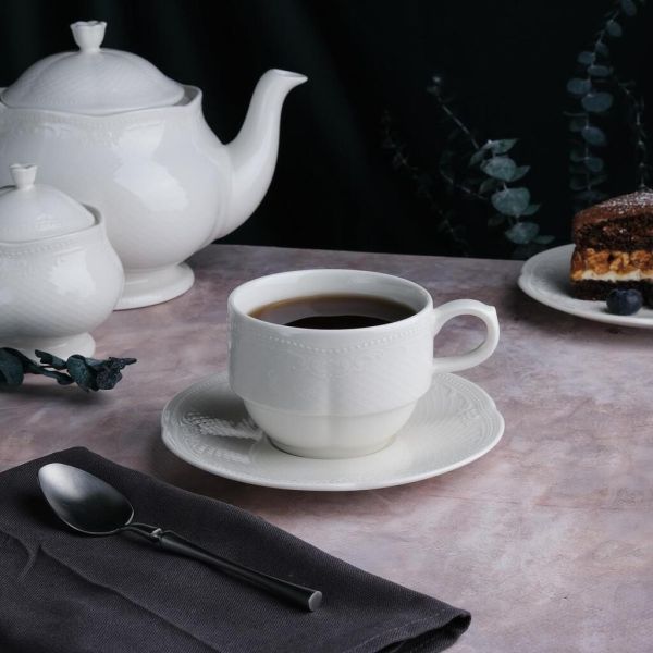 Чайная пара 250 мл белая d 9 см h7,8 см Aristocrat Stackable Noble [6]