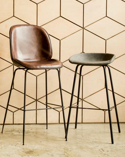 Стул барный Beetle PU со спинкой коричневый