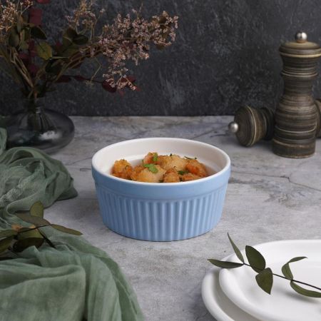 Салатник соусник для подачи 400 мл d 12 см h5,5 см круглый голубой Рамекин фарфор P.L. [6]