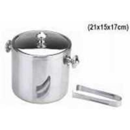 Емкость Ведро для льда 1,5 л d 15 см h17 см нерж. с крышкой + щипцы P.L. - BarWare & REG