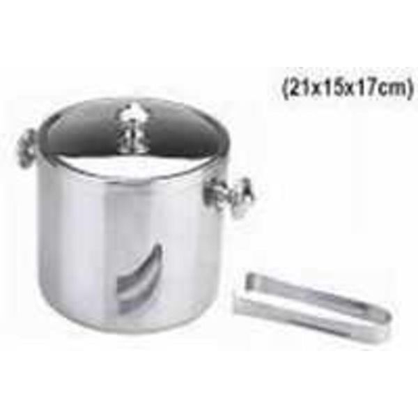 Емкость Ведро для льда 1,5 л d 15 см h17 см нерж. с крышкой + щипцы P.L. - BarWare & REG