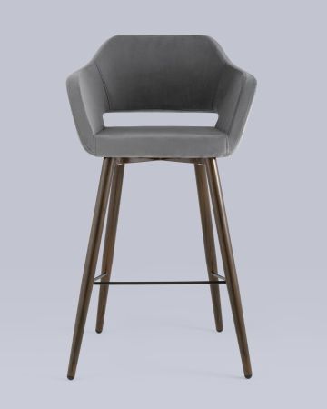 Стул барный Саймон велюр тёмно-серый