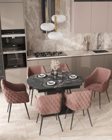 Стол обеденный Хлоя раскладной 120-180*90 керамика темная