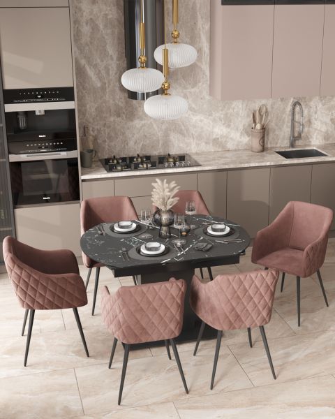 Стол обеденный Хлоя раскладной 120-180*90 керамика темная