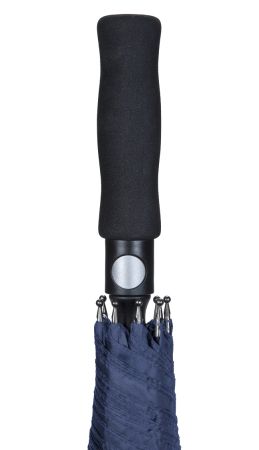 Зонт-трость противоштормовой полуавтомат синий, нейлон