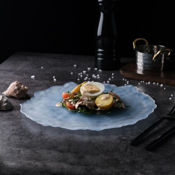 Тарелка d 24 см h2 см Blue Sunset матовое стекло P.L. Proff Cuisine [6]