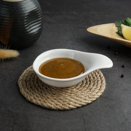 Соусник 40 мл 10,5*8 см h3 см Mini Mix с ручкой белый фарфор P.L. Proff Cuisine [6]