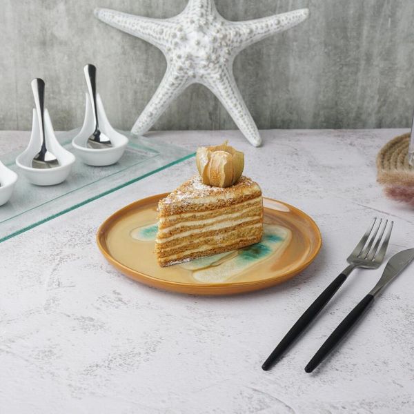 Тарелка d 18,5 см h1,5 см Light Brown Spots Sea Wave Frutti di Mare P.L. [1]