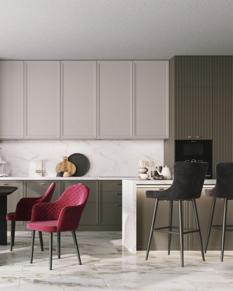 Стул барный Ститч велюр серый