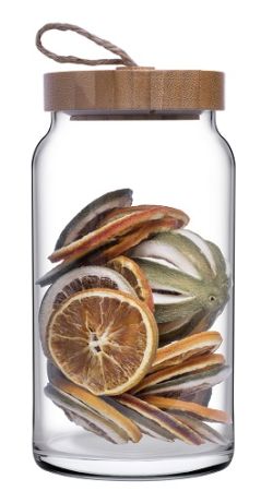 Банка для сыпучих прод. 1130 мл. с дерев. крышкой Вуди /1/6/288/ АКЦИЯ