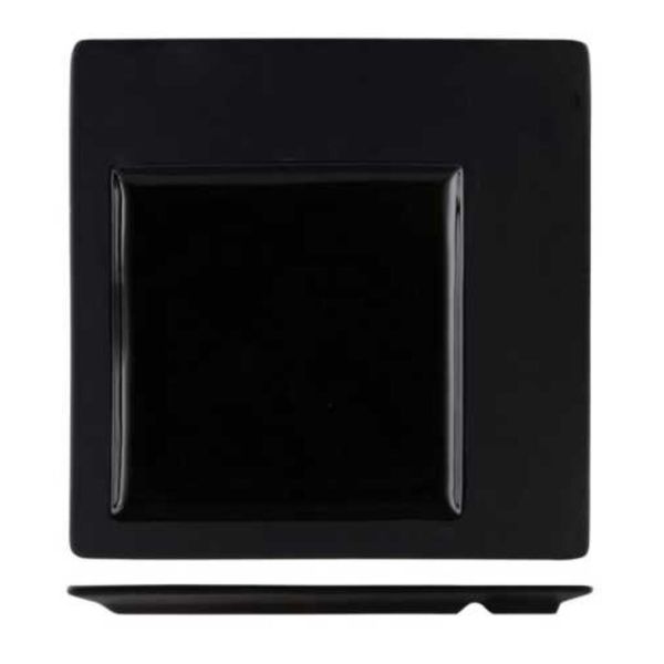 Тарелка 30,7*30,7 см квадратная смещенное дно черная фарфор P.L. Proff Cuisine [3]
