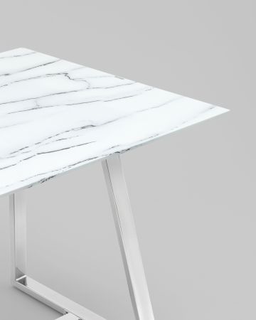 Стол обеденный Даллас 160*90 белый стеклянный