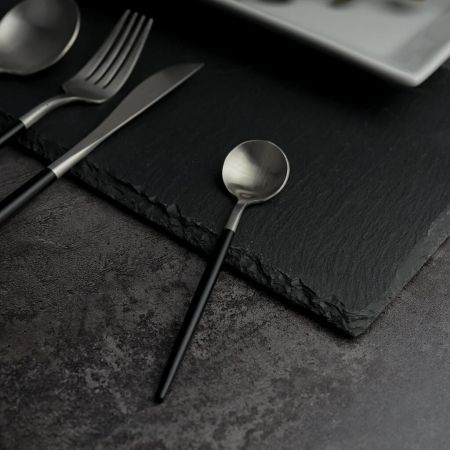 Ложка чайная 13,1 см ручка матовый черный PVD Lounge P.L. [12]