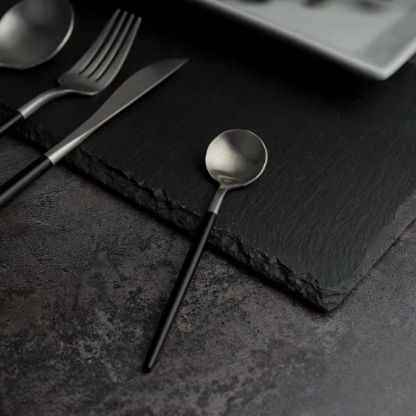 Ложка чайная 13,1 см ручка матовый черный PVD Lounge P.L. [12]