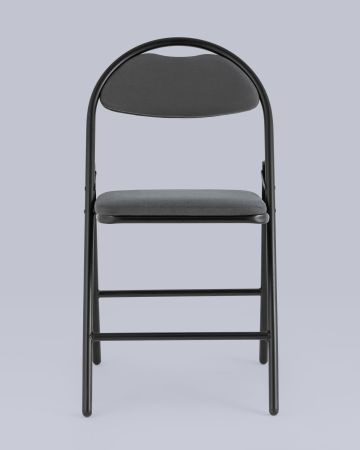 Стул складной Hagen велюр тёмно-серый каркас черный