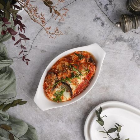 Блюдо овальное 21,5*11,5 см h3,5 см с ручками белое фарфор P.L. Proff Cuisine [9]