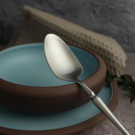 Ложка столовая 19,5 см матовое серебро PVD 1920-Silvery P.L. [12]