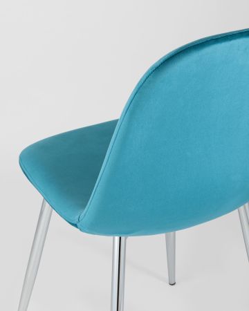 Стул Валенсия велюр темно-бирюзовый хромированные ножки