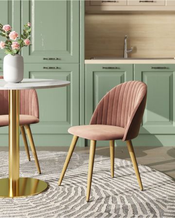 Стул Лион Страйпс велюр розовый